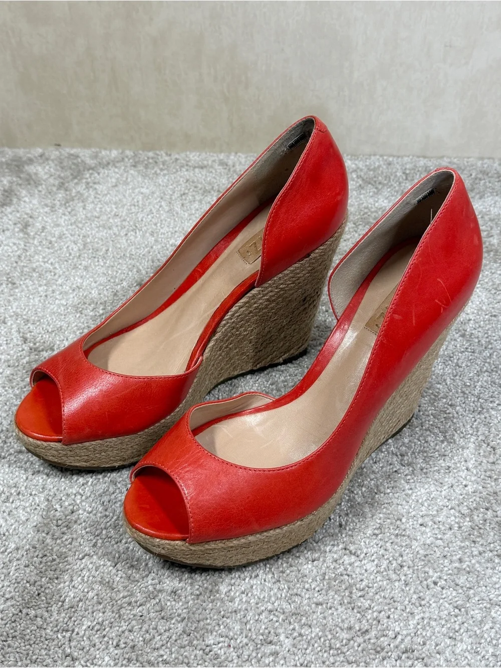 Schutz Women’s Wedges Heels Shoes Peep Toe in Orange 9
